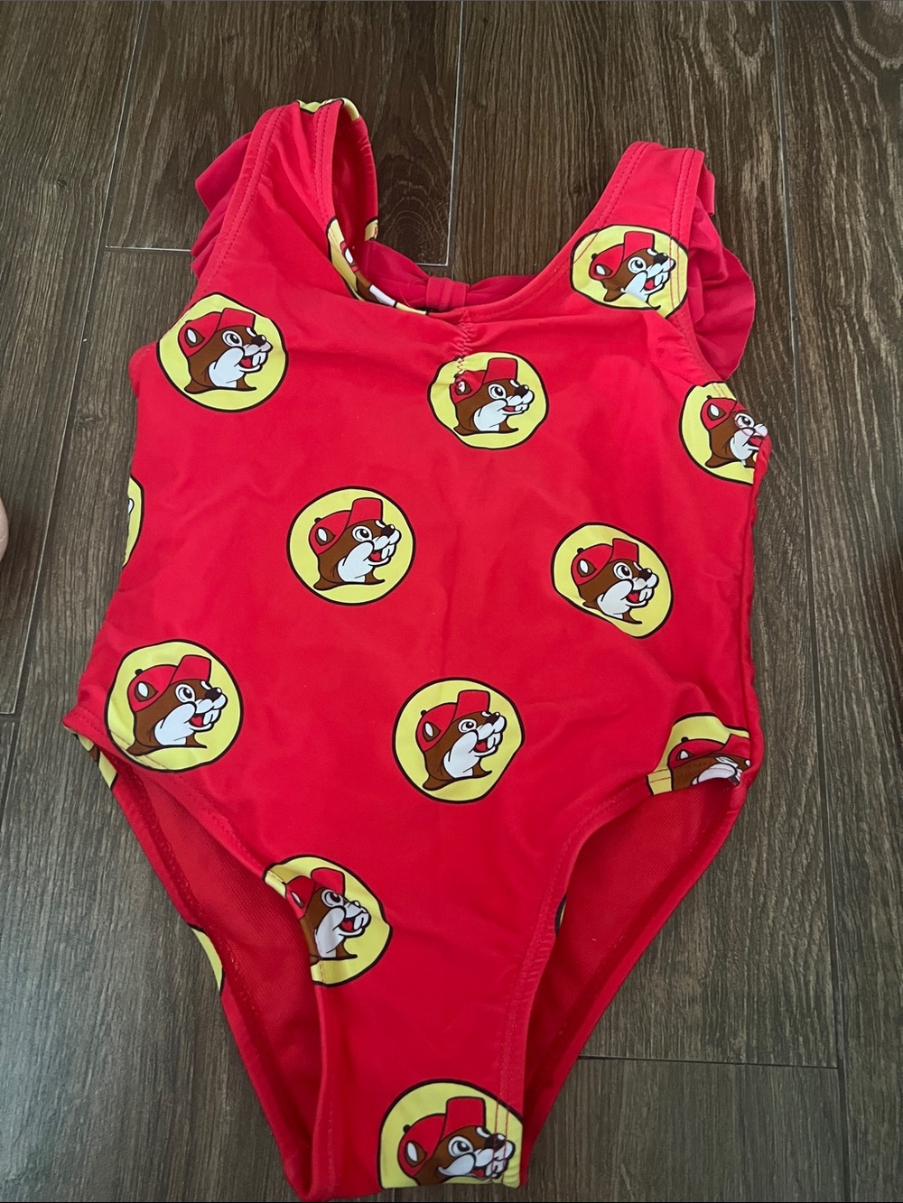 Kids Red One-Piece Swim Suit with Character Print